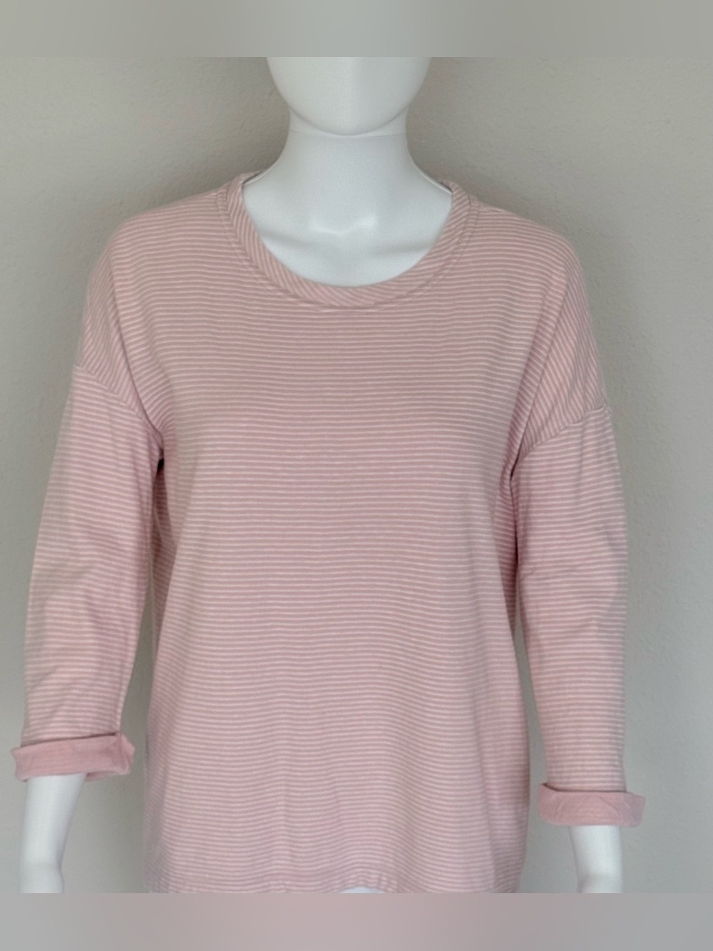 J.Jill Light Pink Striped Long Sleeve pullover